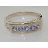 925 Solid Sterling Silver Genuine Natural Tanzanite Band Ring - Size J 1/2