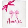 TeddyT's Personalised Bow White Waffle Baby Blanket