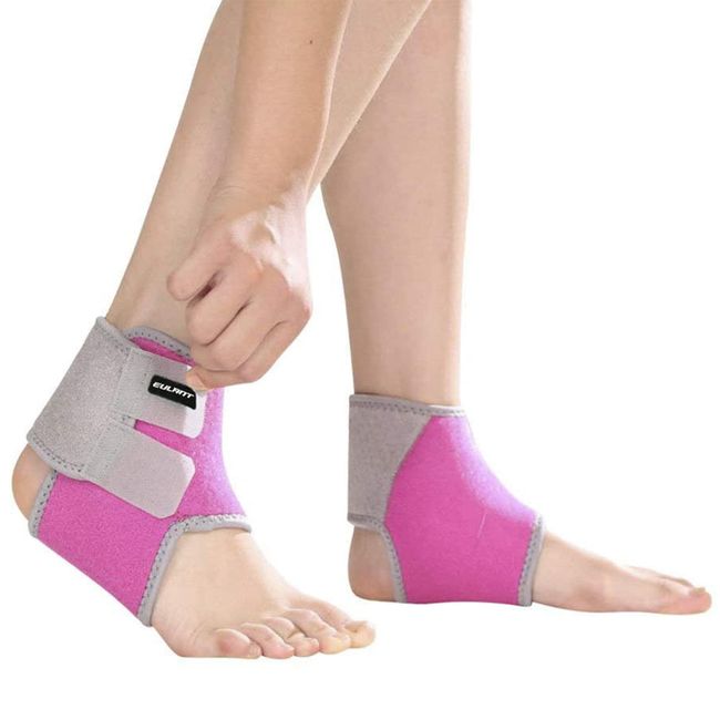 Ankle Support Kids, 1 Pair Boys Ankle Brace,Girls Ankle Compression Bandage, Children Foot Guard Ankle Protector for Running Cycling Dancing Martial Arts Skating Skateboard Scooter Skiing,Rose,M