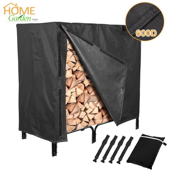 4FT Outdoor Firewood Log Rack Cover Holder Waterproof Heavy Duty Snow Protector