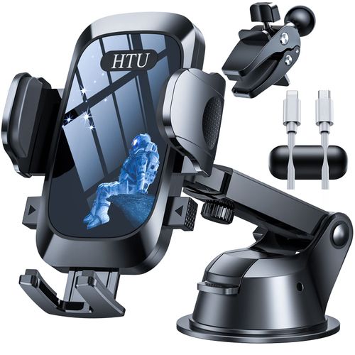 2024 Upgraded Cell Phone Holder for Car【Powerful Suction Cup Never Fall】 Universal Car Phone Holder Mount for Dashboard Windshield Air Vent Car Mount for iPhone 15 14 13 Pro Max Samsung,Dark Black