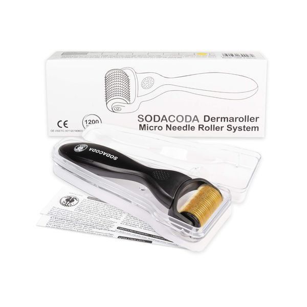 Sodacoda 1200 TITANIUM Micro Needles Derma Microneedle Roller - build beautiful & healthy skin, eradicate potholes of dirt or dead tissue, skin whitening and lifting, prevent hair loss - 0.5 mm