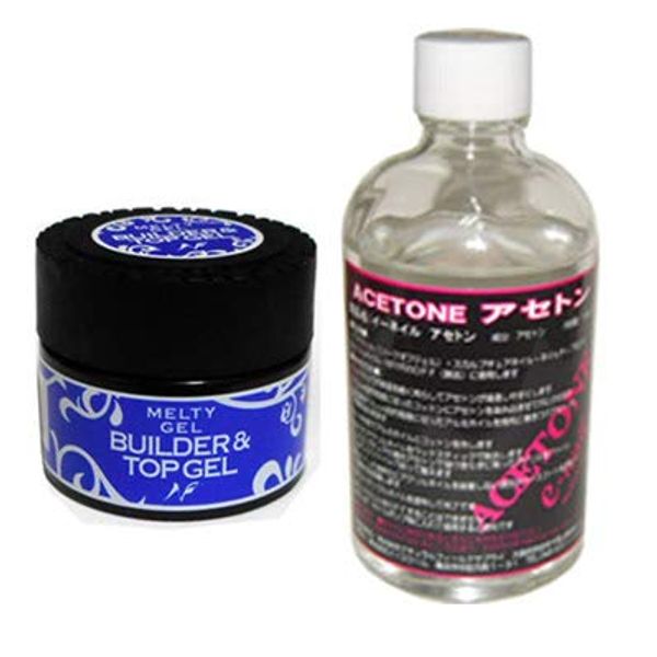 Melty Gel Builder & Top Gel + Acetone 100ml Set