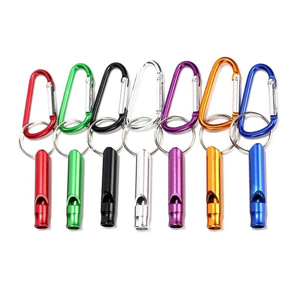 PTMANXIU Emergency Whistle 7 Pack Survival Kit with Keychain Carabiner Outdoor Loud for Boating Hiking Camping Backpacking (Set of 7Pcs)