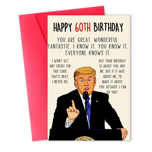 ACHICGIRL Funny Trump 60th Birthday Card, Naughty Donald 60th Birthday Gifts Cards for Men Women, Great 60 Year Old Birthday Gifts for Him Her, Unique 60th Bday Decorations Ideas