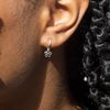 Tuscany Silver Women's Sterling Silver Flower Drop Single Hoop Earring