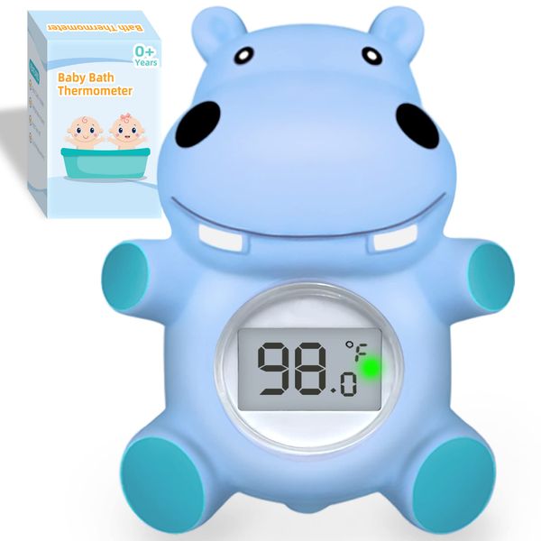 Baby Bath Tub Thermometer for Newborn - Bathtub Water Temperature Thermometer for Toddler, Safety Floating Bathing Tub Toy Newborn Bath Essentials, Gift for Mom Kid Girls Boys (Hippo)