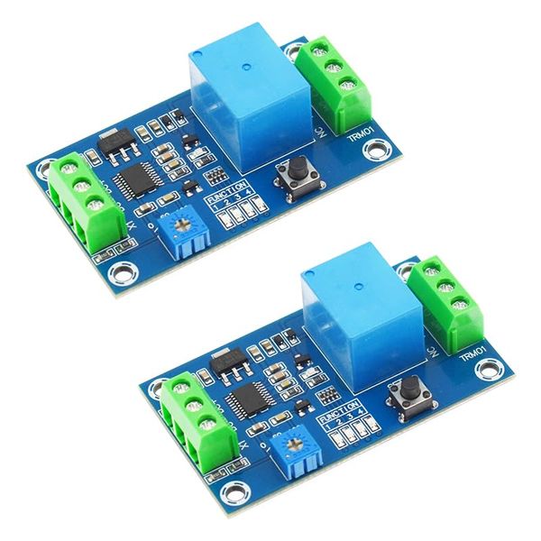 2pcs TRM01 Delay Timer Relay Self-Locking Delay On/Off Timer Switch DC 12V 0.1s to 120s