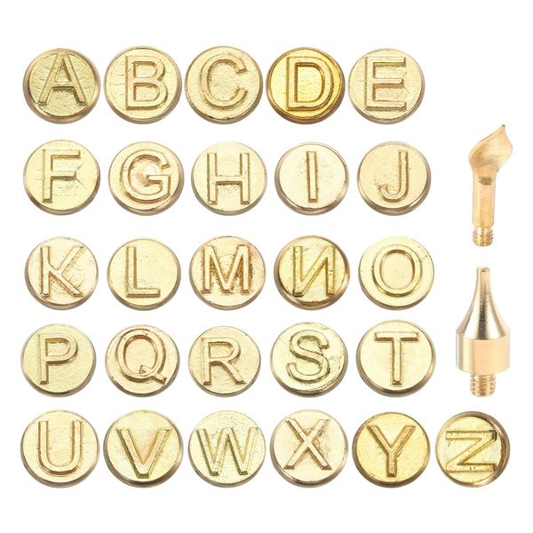 PATIKIL 28pcs Wood Burning Kit, Letter Wood Burner Tool Alphabet for Beginners Embossing Carving DIY Adults Crafts Pyrography