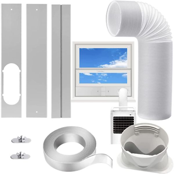 Portable AC Window Kit with 5.1” Exhaust Hose for Sliding Window, Adjustable Air