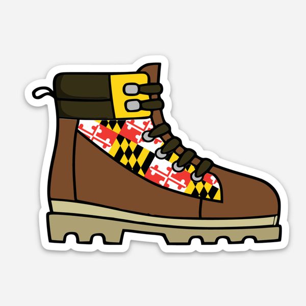 Hiking Boot w/ Maryland Flag / Sticker - Small / 1 / Brown