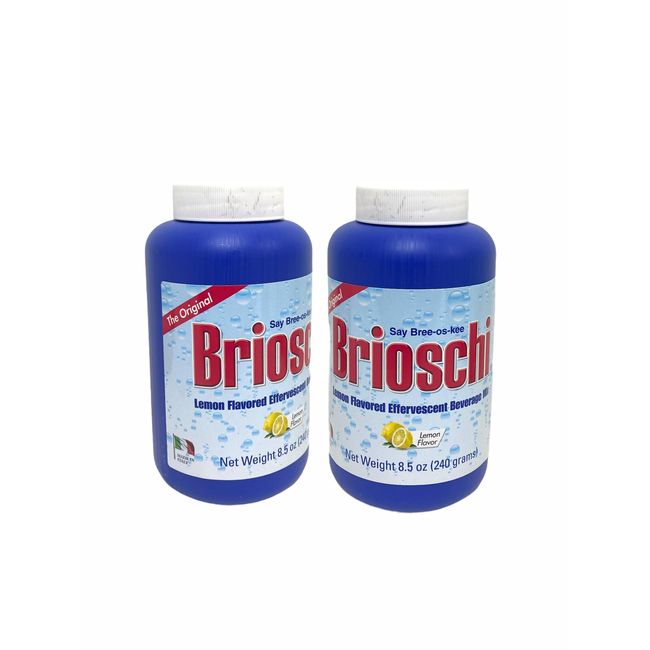 Brioschi Italian Lemon Flavored Effervescent Heartburn, Upset Stomach, Acid Indigestion, 8.5 oz bottle (Pack of 2)