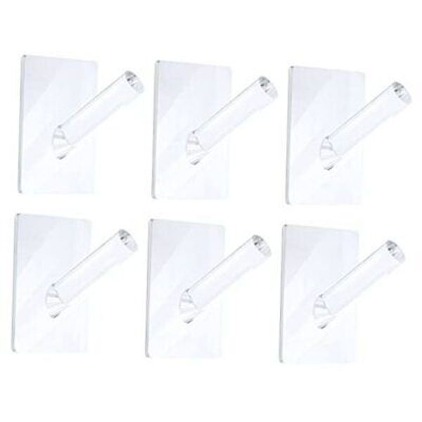 6 Pieces Coat Hooks Acrylic Wall Mounted Hooks Hat Rack Robe Hook Clear