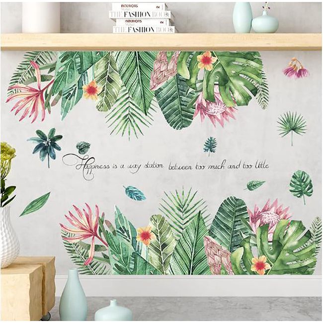 umely Wall Sticker Summer Tropic Sticker Bird Simple Plant Monstera Plant Hawaii Remodeling Beach