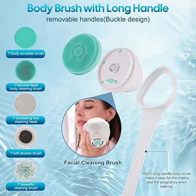 Electric Shower Body Brush 5 in 1 Back Brush Long Handle for