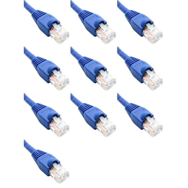 1 Ft (1ft) Cat6 Ethernet Network Patch Cable Blue RJ45 m/m (10 PACK)