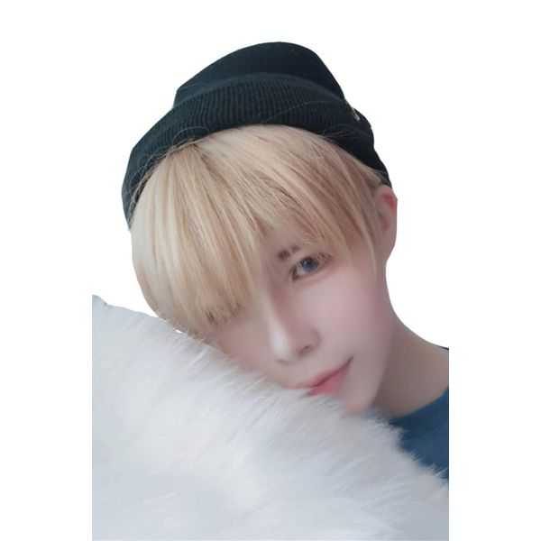 Hawkko Wig, Men's, Short, Harajuku, Cool, Handsome, Natural, Small Face, Heat Resistant, Popular, Fashion, Fluffy, Imechen, Unisex (Beige)