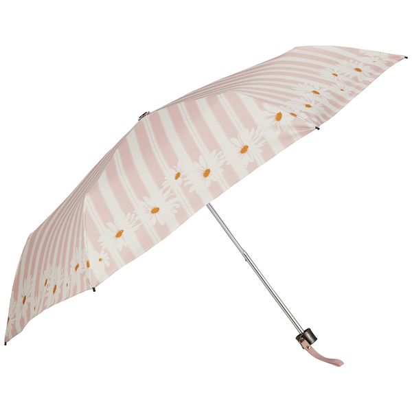 Moonbat Sweet Jasmil Striped Flower Folding Umbrella, Rain or Shine, Windproof, [Over 90% UV, Over 90% Light Blocking, PU Coating] Women's Pale Pink, Rib Length: Approx. 21.7 inches (55 cm), pale pink