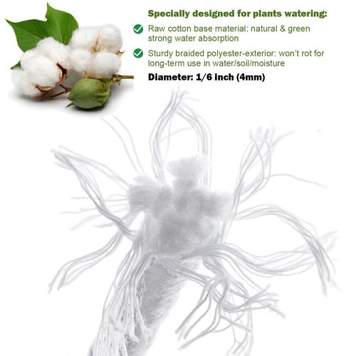 ORIMERC 60 feet 1/6 inch Self Watering Wick Cord for Vacation Self-Watering Planter Pot DIY Automatic Watering Device System Potted Plant Sitter Auto Drip Waterer to Water African Violet