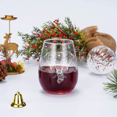 Joymking Elephant Wine Glass, Funny Elephant Glass, Elephant Gifts for Women, Wine Gifts for Women, Elephant Lovers Gifts for Women Men Her Him, Elephant Glass Tumbler 17oz