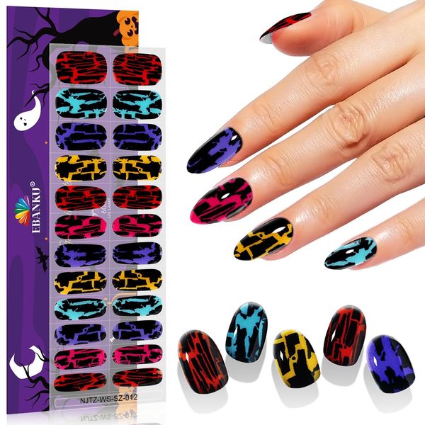 EBANKU Semi-Cured Gel Nail Strips, Halloween Nail Gel Strips, Nail Sticker Easy Apply for Salon-Quality Manicure Nail Art Stickers Wraps with Nail File and Nail Stick (Queen's Cracks Scepter)