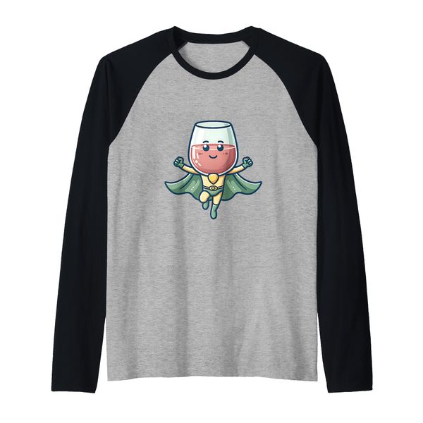Niedliches Weinglas Superheld Wein Trinker Superhelden Raglan