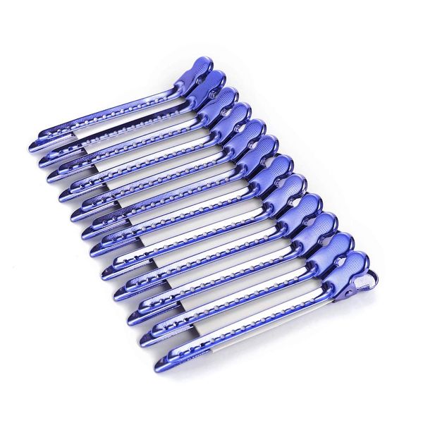 Drayas 12Pcs/set 3.7 Inches Metal Hair Clips for Styling and Sectioning,Dividing Duck Bill Clips with Prevent slippery Holes, Professional Salon Hair Clips for Women and Girls (Purple)