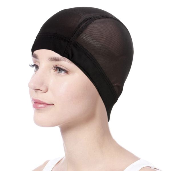 Wig Net, Swimming Cap Type, Wig Cap, Hair Net, Wig Inner Cap, Anti-slip, Undernet, Hat, Cosplay, Hair Removal, Fine, Mesh Material, Breathable, Quick Drying, Anti-Shift, Washable, Unisex, Black, 3-Piece Set