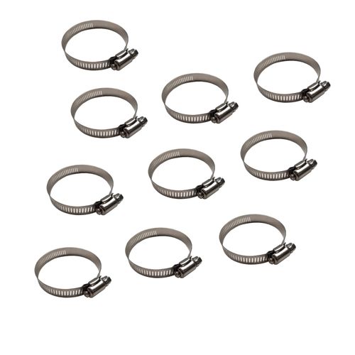 27-51 MM Worm Gear Hose Clamp, 304 Stainless Steel (1-1/2" to 2"), Heavy Duty, Durable Hose Fastener for Pneumatic and Exhaust Hoses, Consistent Clamping Pressure (10 Pack)