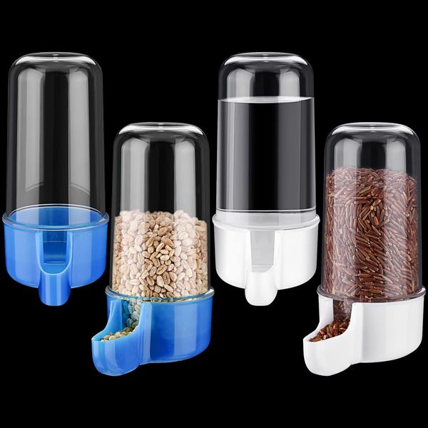 4 Pieces Automatic Bird Feeder Bird Cage Water Dispenser Bird Water Feeder Bird Cage Waterer Feeder Bird Accessory Drinker Bottle for Hamster Parrot (White, Green, 12 x 5.5 cm)