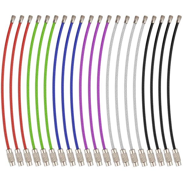 Wisdompro Draht Schlüsselanhänger Bunt 20 Stück, Schlüsselringe Edelstahl 11 cm, Schlüsselring Groß für Aufhängen Kofferanhänger, Schlüssel, Puppe, Ausweishülle