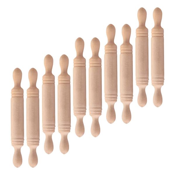 10Pcs Mini Rolling Pin Dollhouse Dough Roller Miniature Dumpling Rolling Pin Mini House Rolling Pin Dollhouse Kitchen Accessories