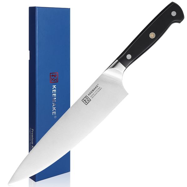 KEEMAKE Chef's Knife, 8.0 inches (203 mm), Stainless Steel, Double-edged, Dishwasher Safe, All-Purpose Knife, Vegetables, Meat, Fish, Present, Household Use, Popular Ranking Cookware, Kitchen Tool,