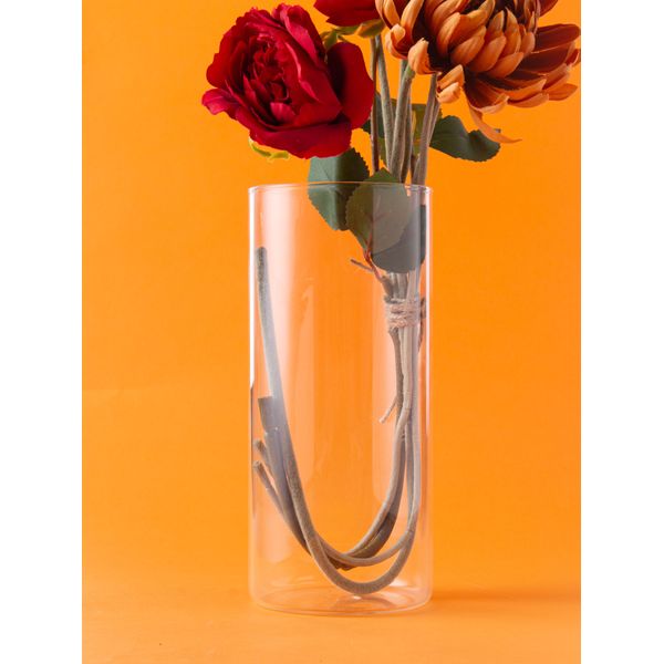 cylindrical glass vase