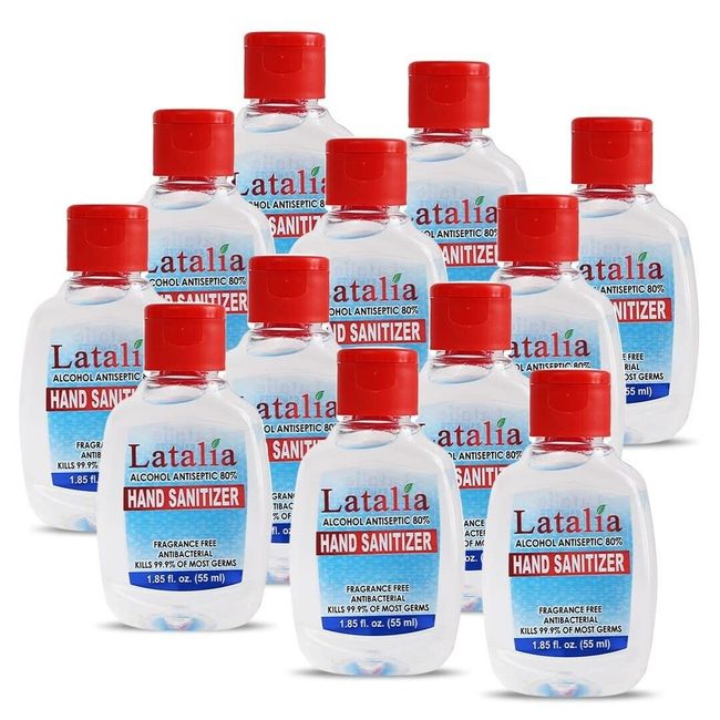 Latalia Mini Hand Sanitizer Unscented Travel size Gel 55ml 1.85oz pack of 12