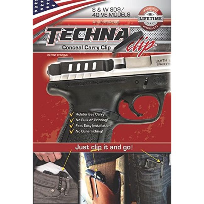 Techna Clip – Smith and Wesson SDVE .9mm .40 - Conceal Carry Belt Clip (Ambidextrous)