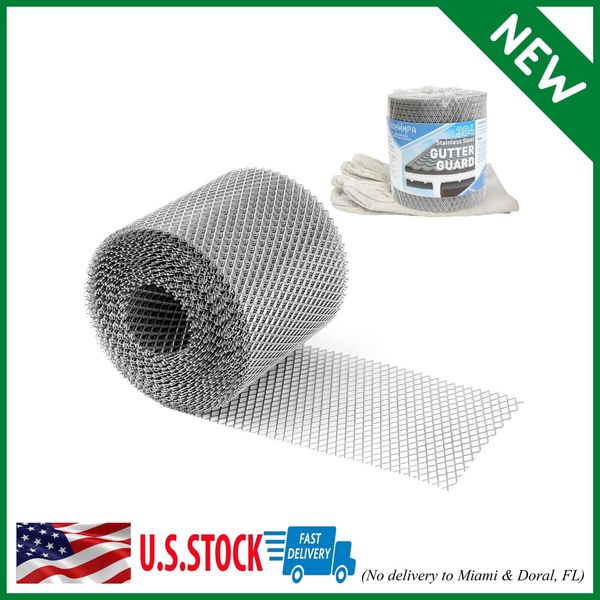 Gutter Guard 5 inch, 304 Stainless Steel Gutter Sceen Mesh Roll, Leaf Filter Gut