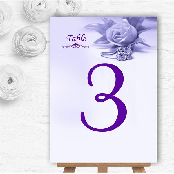 Lilac and Purple Rose Ring Personalised Wedding Table Number Name Cards