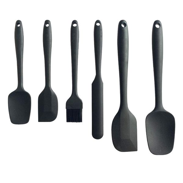 Silicone Spatula Set,Utensils for Cooking Baking Mixing & Nonstick Cookware, BPA free,Dishwasher Safe. (Black)