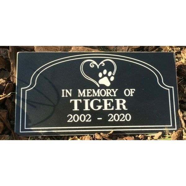 3"x 6" Custom Engraved Pet Memorial, Grave  Marker, Name & Date non Granite 