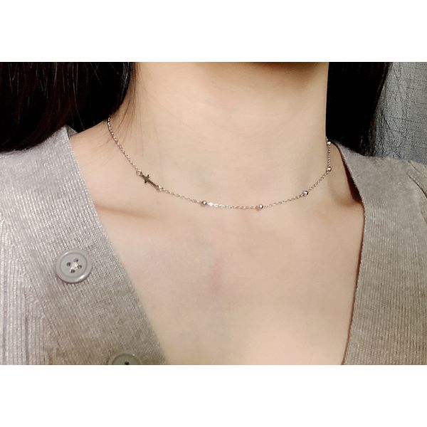 Surgical Steel Two Way Cross Choker Necklace