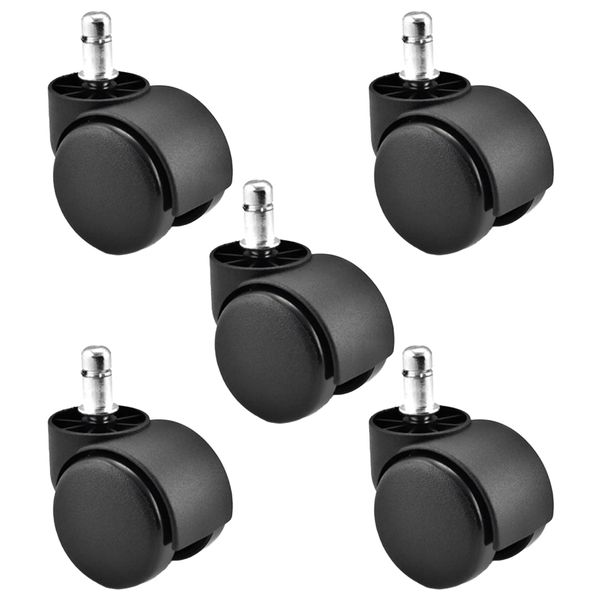 Jetisva 5pcs Office Chair Wheels Replacement 11mm Stem,Rubber Swivel Chair Castors, Rollerblade Castor Wheels for Furniture,Gaming Chair Wheels,Computer Desk Chair Wheels Supports Up to 500lbs