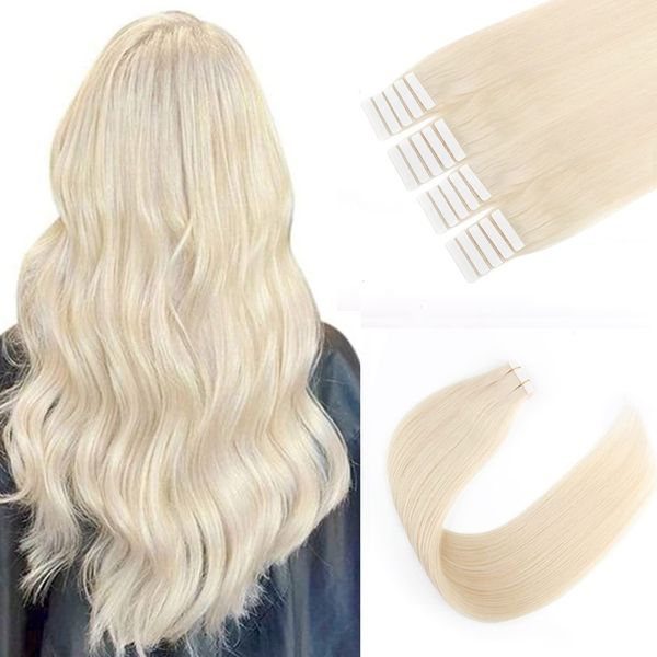 Sixstarhair Tape In Extensions 20pcs 50g 45cm Blonde Echthaar Extensions Tape Remy Invisible Tape In HaarverläNgerungen Echthaar #60