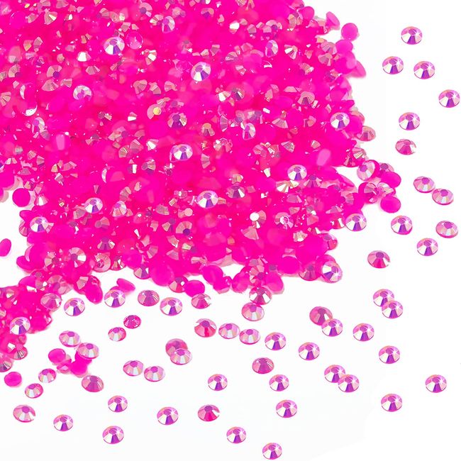 2500PCS 4mm Round Crystals Rhinestone Pink Flatback Nail Rhinestones Glitter Diamond Bling Gems Sparkly Glass Stone for Makeup/Craft/Nail Decoration Supplies (Hot Pink, 4mm)