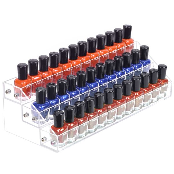 BTremary 3 Packs Clear Nail Polish Organiser Stand Shelf Rack, Acrylic Display Stand For Sunglasses Essential Oils, Paint Organiser Rack, Nail Varnish Storage to 36 Bottles (Fit 1-2oz Bottles).