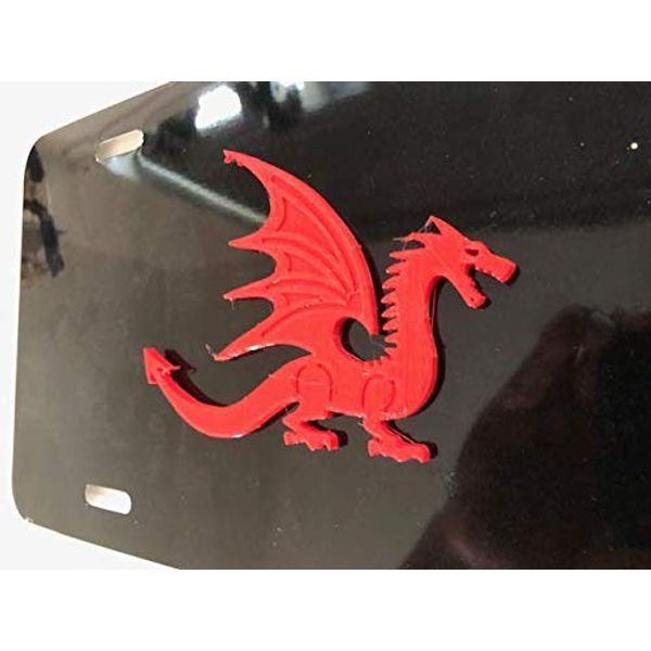 Stickysight.com Mystical Dragon in 3D - Black with RED Automotive License Frame Insert -