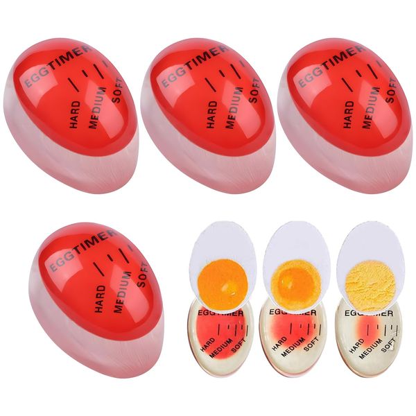 4Pcs Egg Timer, Egg Timers for Boiling Eggs, Boiled Egg Timer, Reusable Colour Changing Egg Timer, Egg Boiler Timer for Cooking Soft, Medium and Hard Boiled Eggs