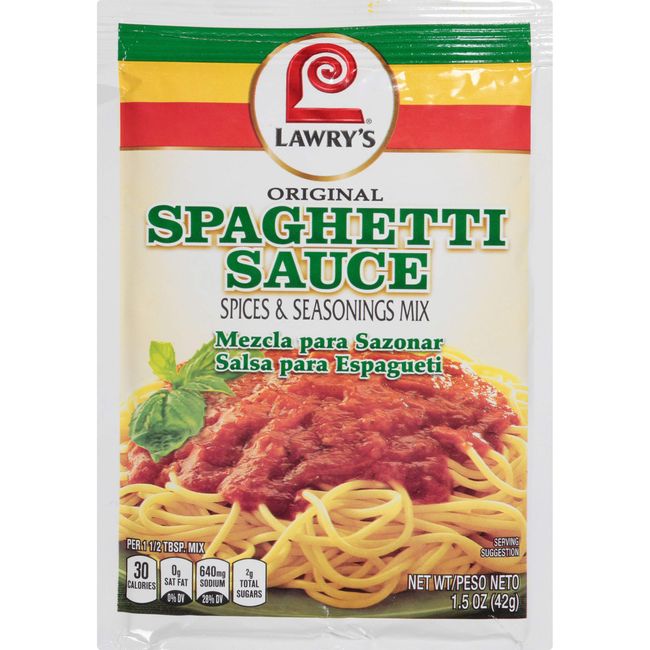 Lawry's Original Spaghetti Sauce Spices & Seasonings Mix, 1.5 oz (Pack of 12)