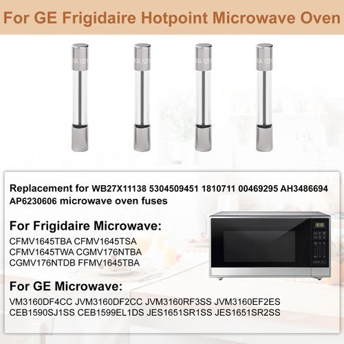 4 Pcs 20 Amp 125 Volt 611 Microwave Oven Fuses for GE,Frigidaire Microwave Slow-Blow Glass Fuses Replacement for WB27X11138 5304509451 1810711 00469295 AH3486694 AP6230606 6mmx30mm with Kitchen Towels
