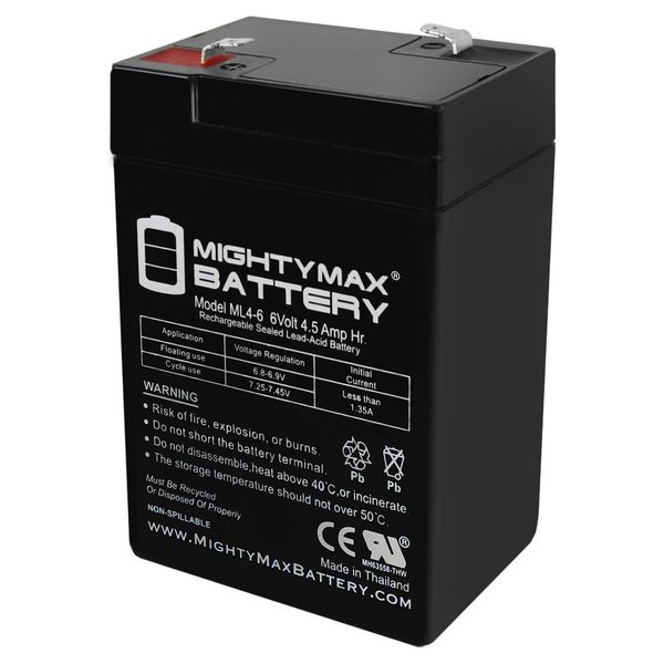 Mighty Max 6V 4.5AH SLA Battery Replacement for Long Way LW-3FM4.5B